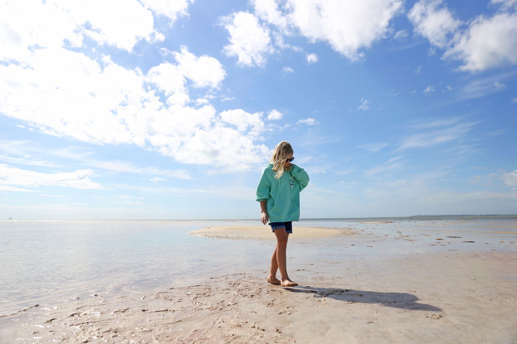woman on sandbar in Florida
